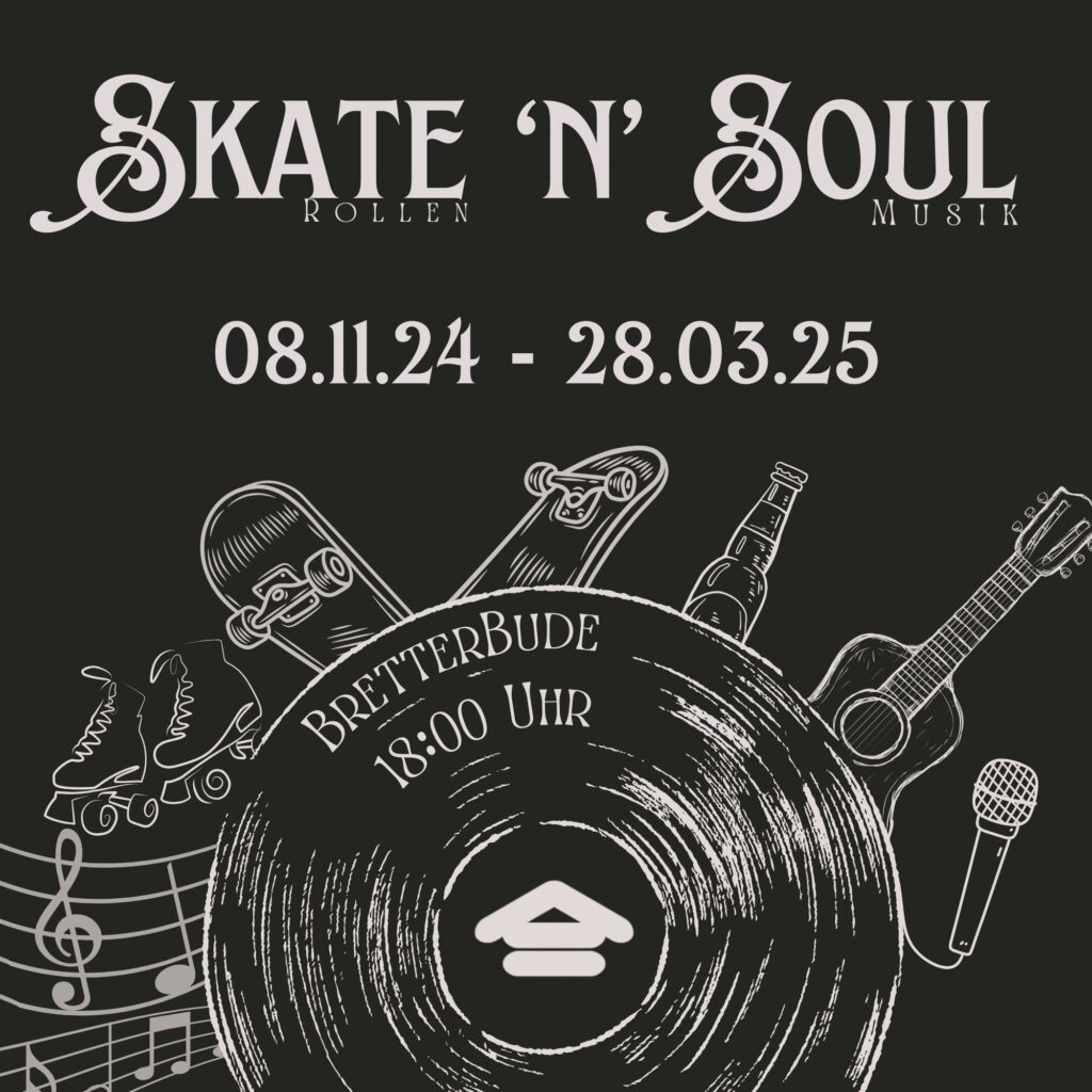 Flyer Vorderseite für Veranstaltungsreihe Skate and Soul