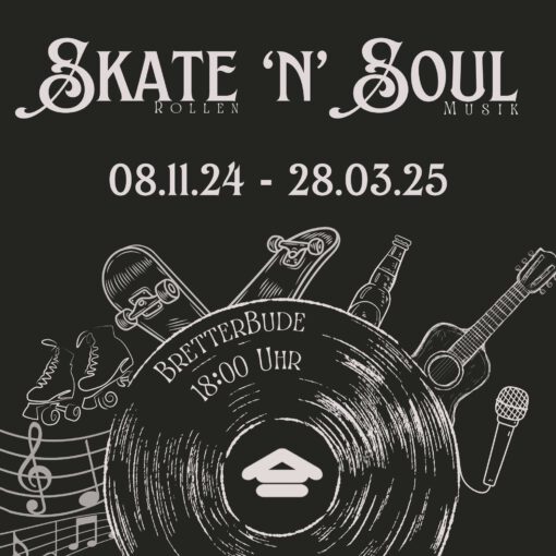 Flyer Vorderseite für Veranstaltungsreihe Skate and Soul